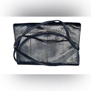 B.G. Street Vintage Dark Blue Snakeskin Shoulder Bag